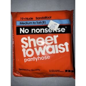 No Nonsense Sheer to Waist Pantyhose 19 Tan Sandlefoot Medium to Tall NOS